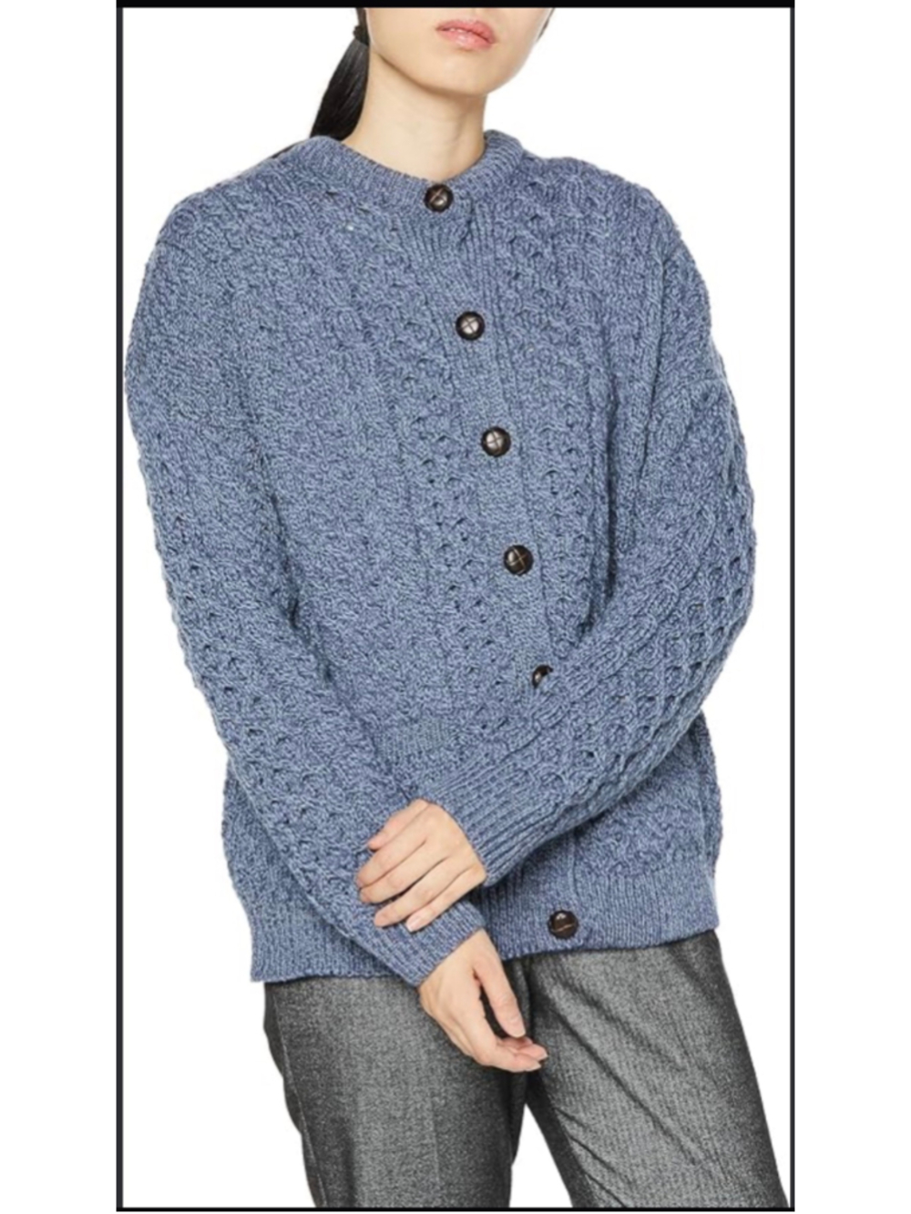 Shannon Woolen Mills Merino Wool Irish Sweater Cardigan Blue Small